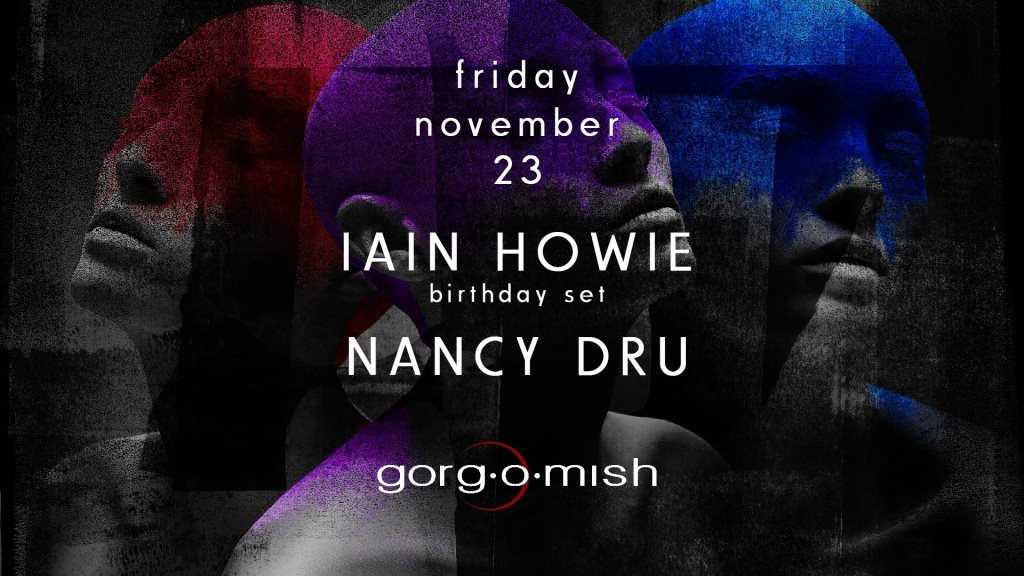 Iain Howie & Nancy Dru — event flyer, 23 November 2018