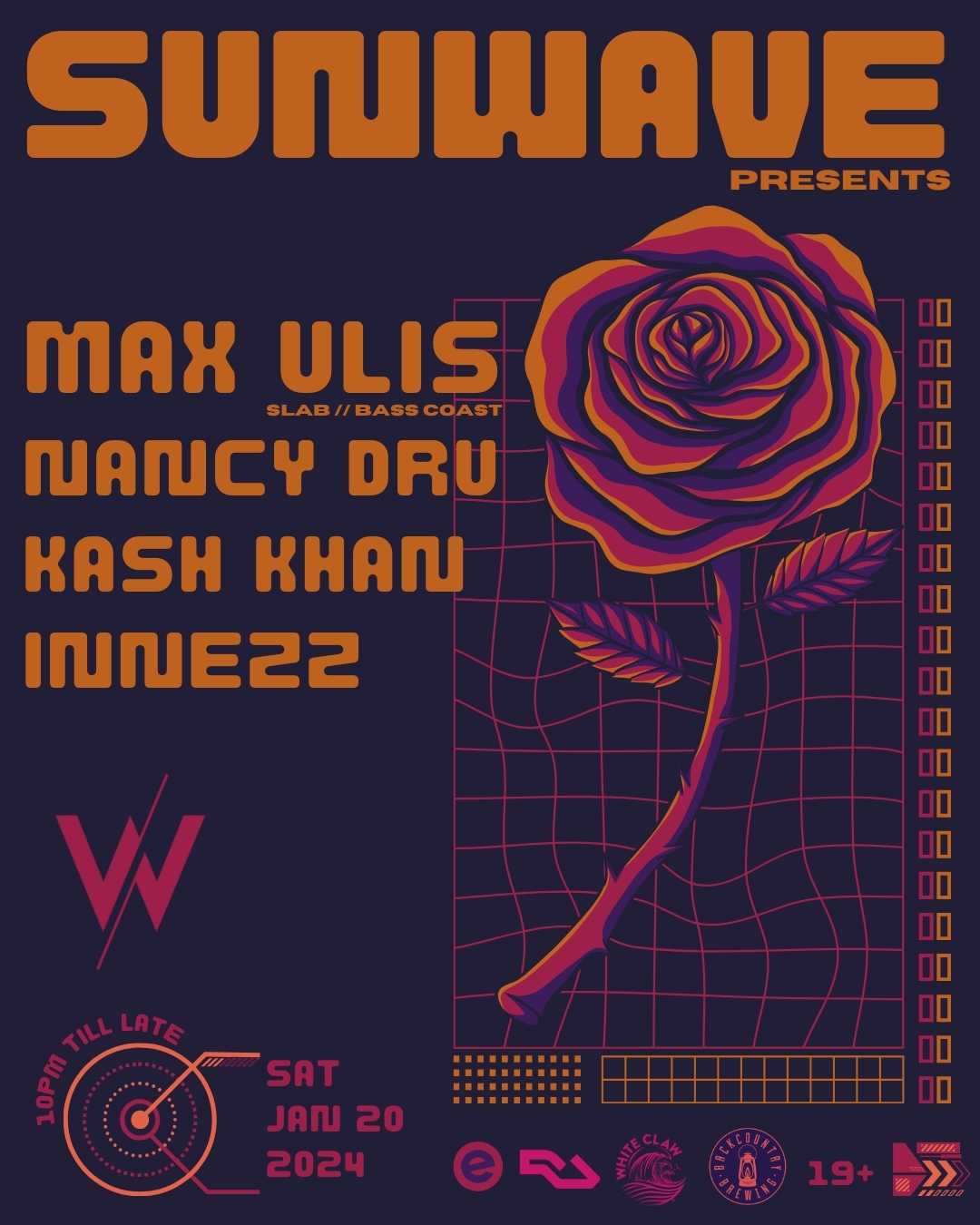 Sunwave: Max Ulis(SLAB//BASS COAST) — event flyer, 20 January 2024