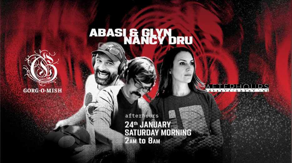 Gorg-O-Mish presents: Abasi & Glyn + Nancy Dru — event flyer, 24 January 2026